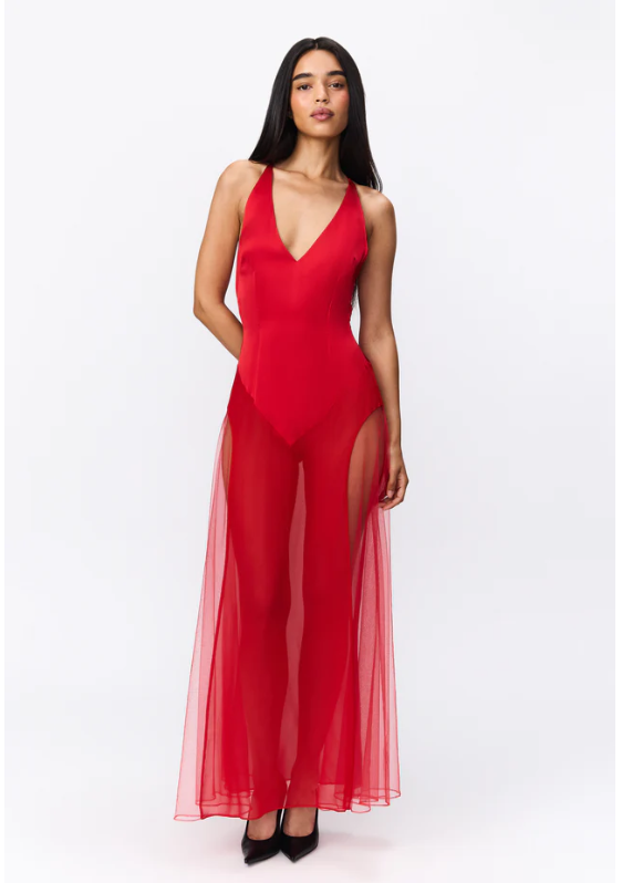 guizio red dress x REVOLVE Rose Dress