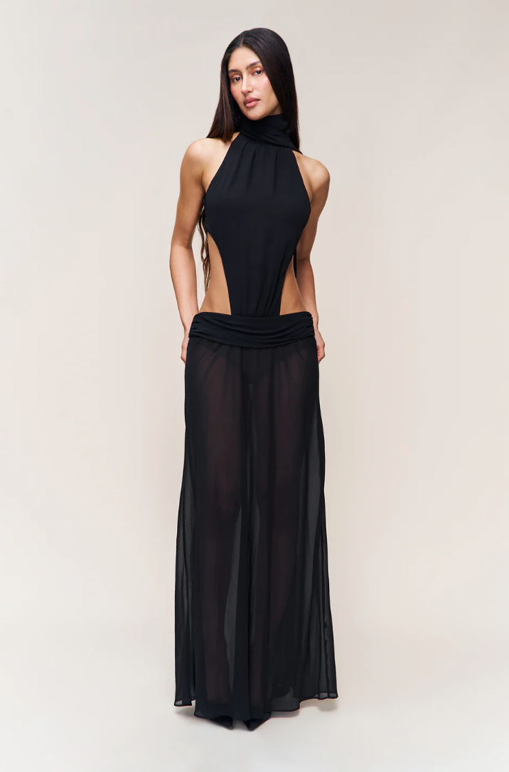 koemi sheer panel dress in black guizio Koemi Dress – Guizio